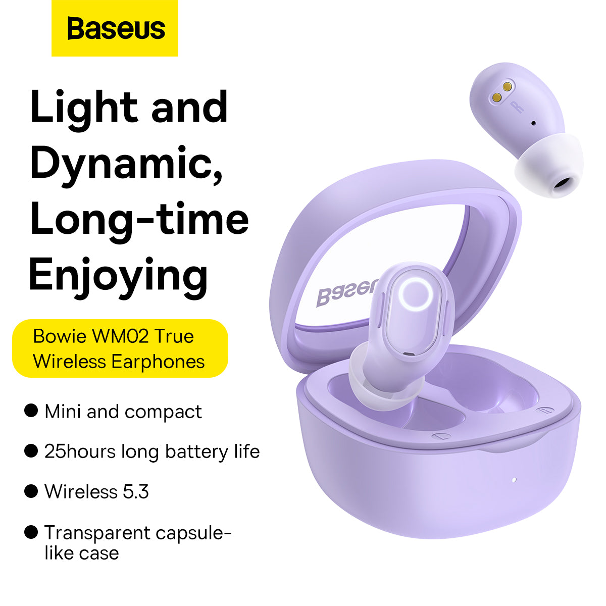 Baseus Bowie WM02 True Wireless Earphones Purple