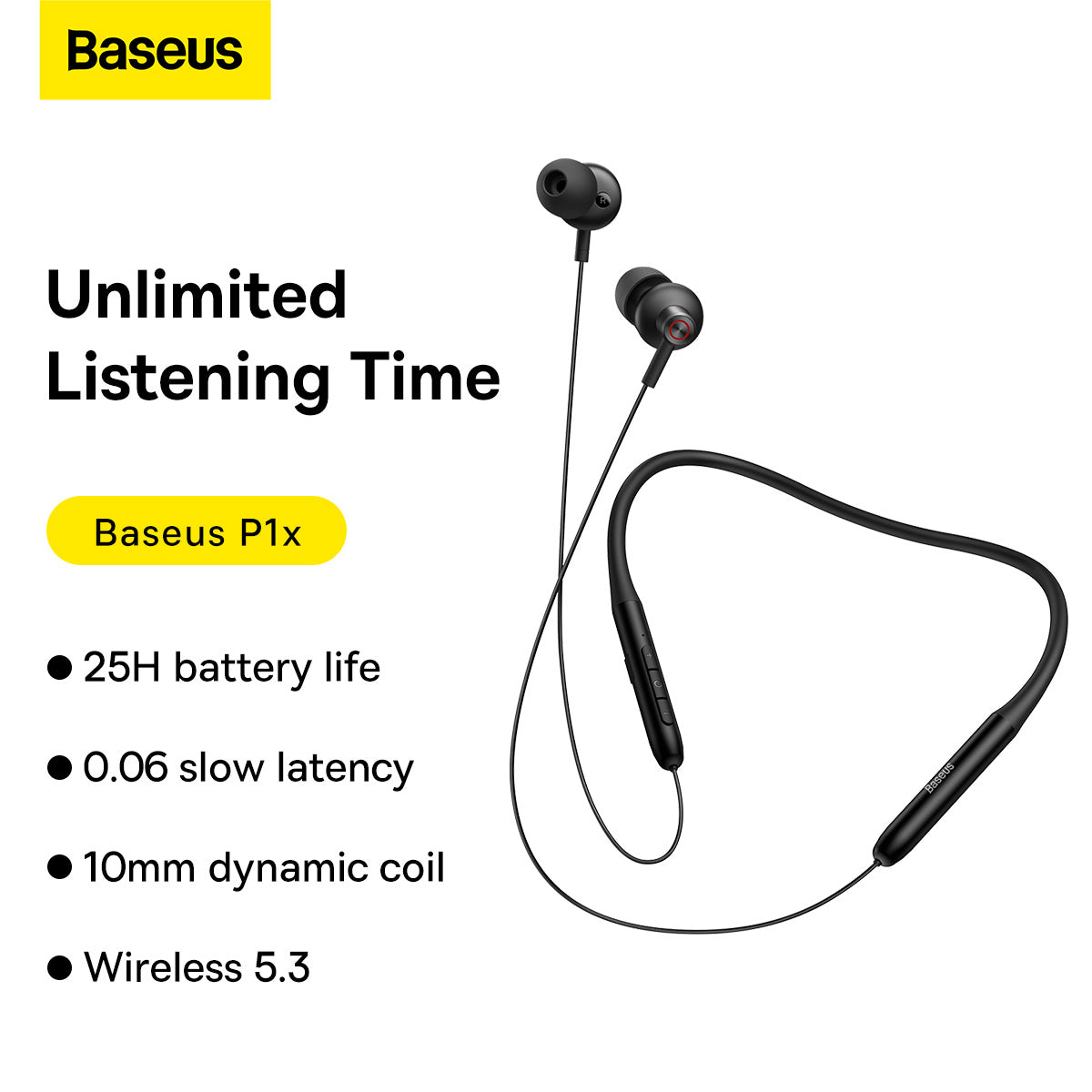 Baseus Bowie P1x In-Ear Neckband Wireless Earphones Black/Creamy White