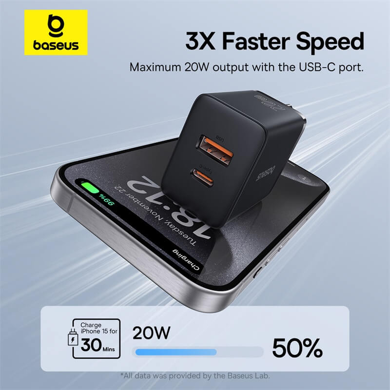 Baseus Cube Fast Charger C+U 20W EU