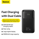 Baseus Comet Series Dual-Cable Digital Display Fast Charge Power Bank 20000mAh 22.5W