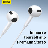 Baseus Encok H17 3.5mm lateral in-Ear Wired Earphone White