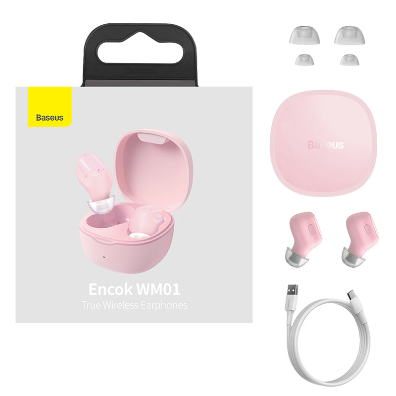 Baseus Encok True Wireless WM01 Bluetooth Earphones Pink