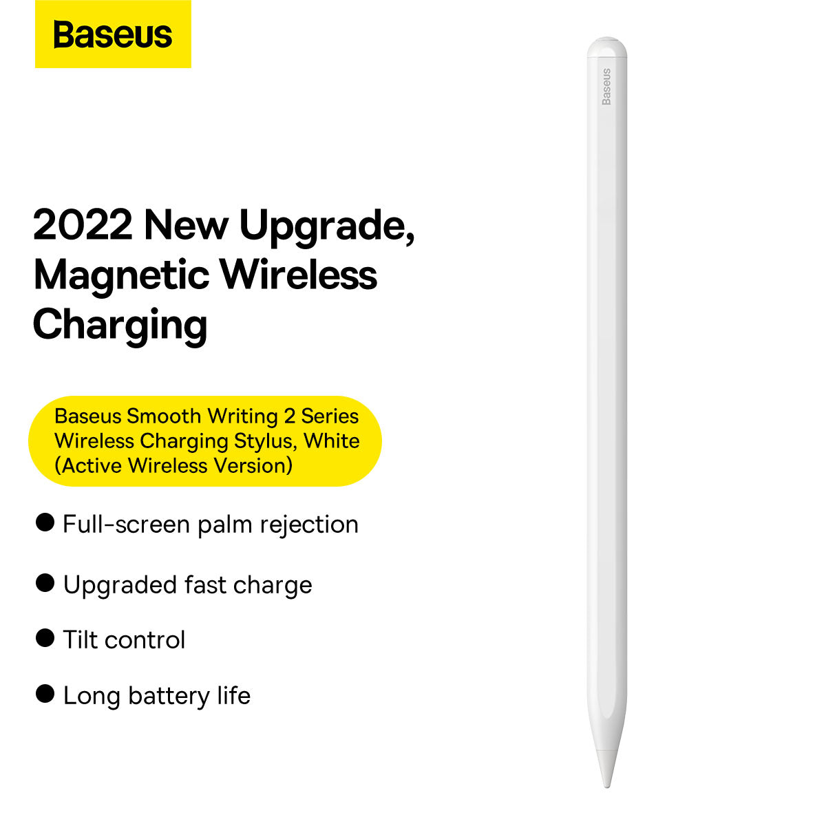 Baseus Smooth Writing 2 Series Dual Charging Stylus, White Active Version Wireless/Cabled Charging