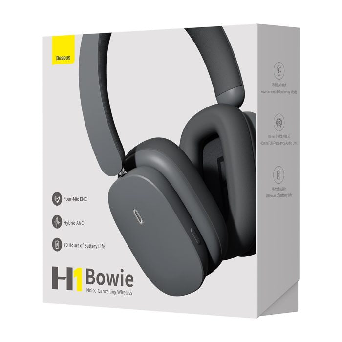 Baseus Bowie H1 Noise Cancelling Wireless Headphones 5.2 ANC Gray