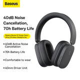 Baseus Bowie H1 Noise Cancelling Wireless Headphones 5.2 ANC Gray