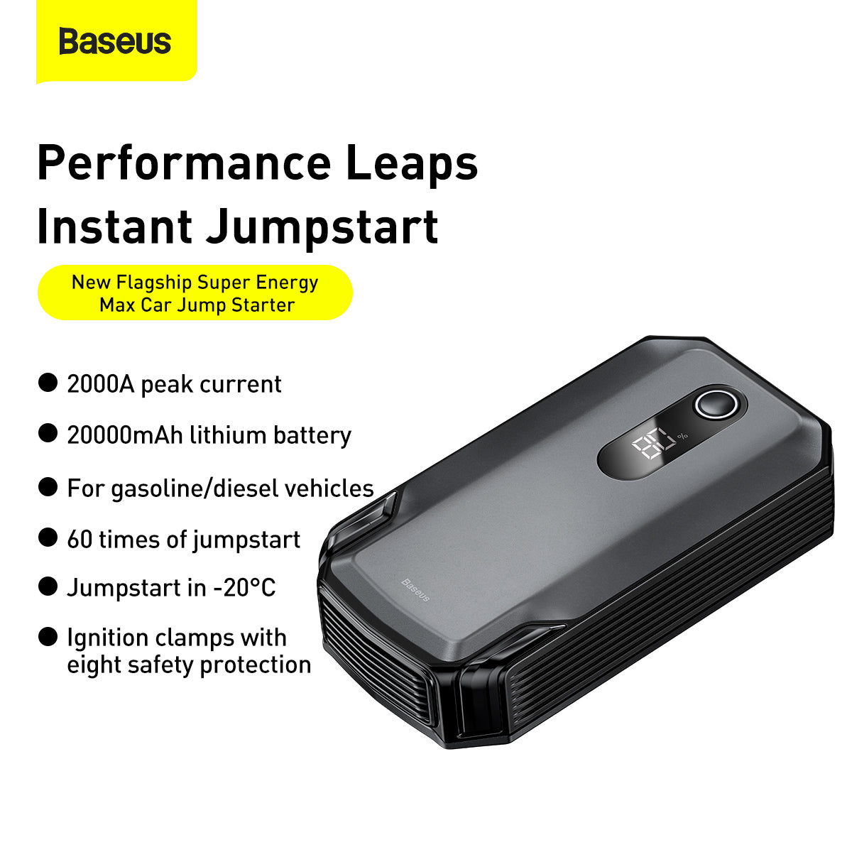 Baseus Super Energy Max Car Jump Starter 20000mAh With Peak Current 2000A Black