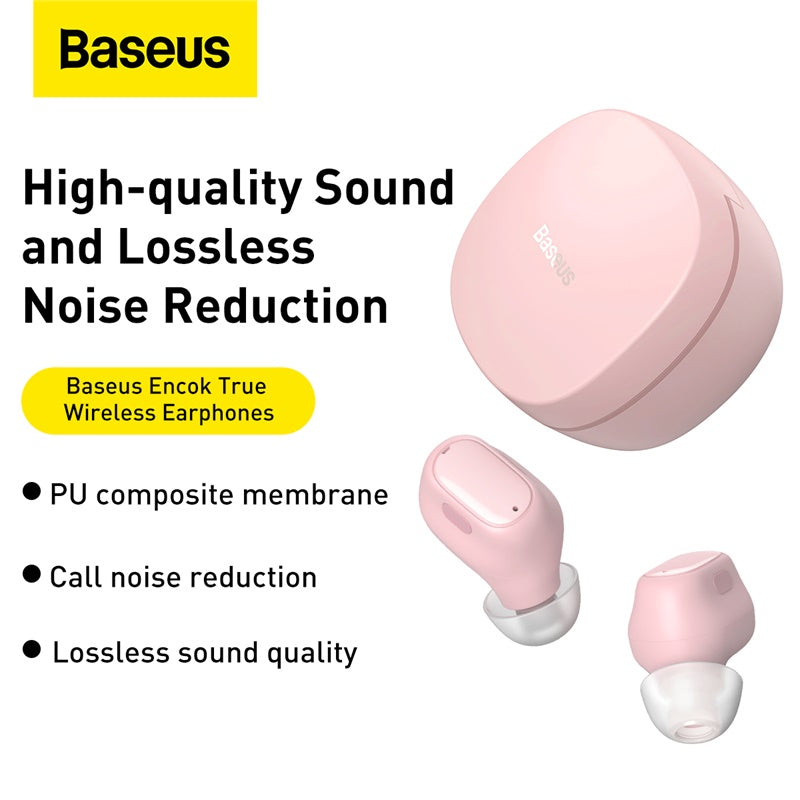 Baseus Encok True Wireless WM01 Bluetooth Earphones Pink