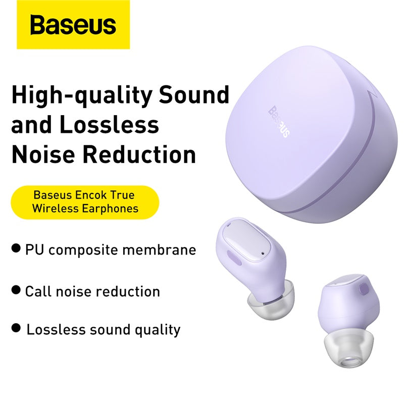 Baseus Encok True Wireless WM01 Bluetooth Earphones Purple