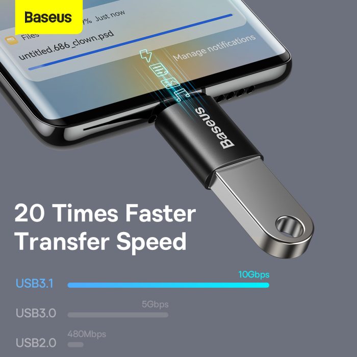 Baseus Ingenuity Series Mini OTG Adaptor Type-C to USB-A 3.1 Black