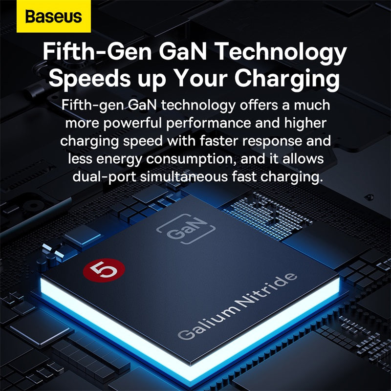 Baseus GaN5 Pro Ultra-Slim Fast Charger C+U 65W CN Gray