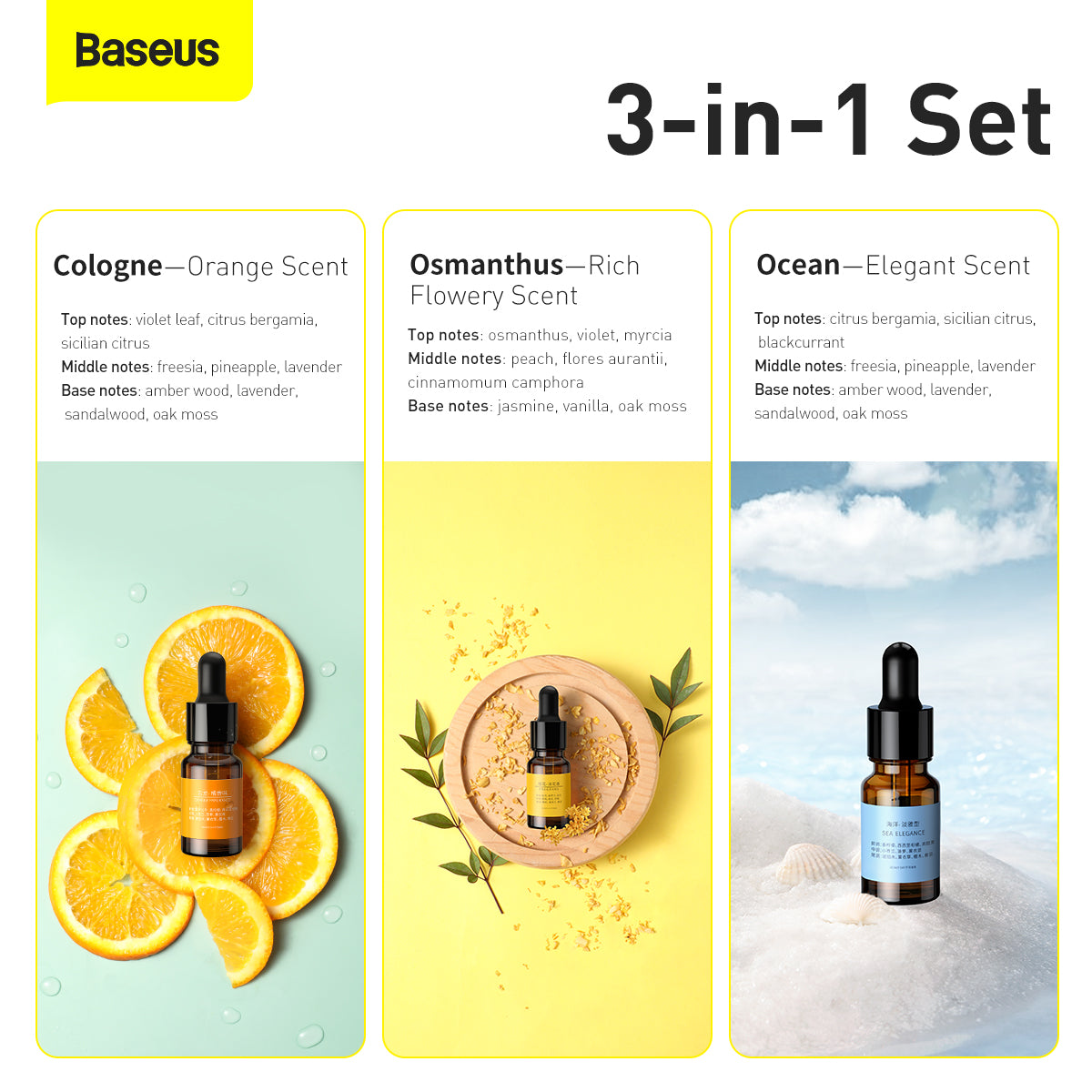 Baseus Essential Oil (Cologne*1 Osmanthus*1 Ocean*1)