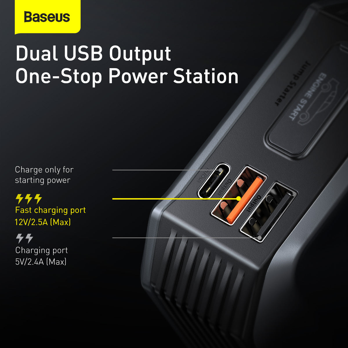 Baseus Super Energy Max Car Jump Starter 20000mAh With Peak Current 2000A Black