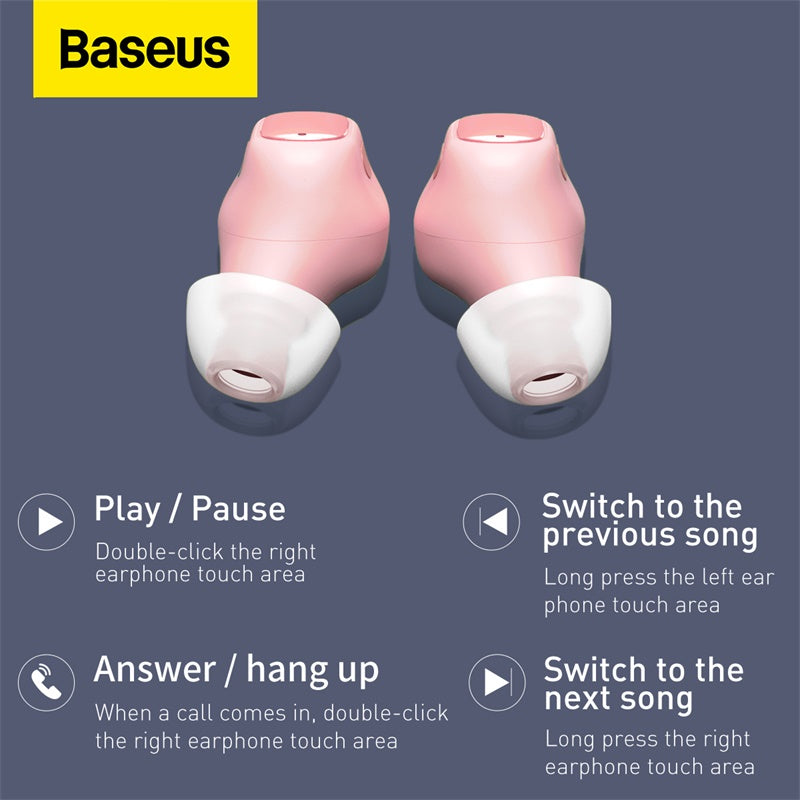 Baseus Encok True Wireless WM01 Bluetooth Earphones Pink