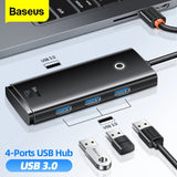 Baseus Lite Series 4-Port USB-A HUB Adapter (USB-A to USB 3.0*4) 25cm Black