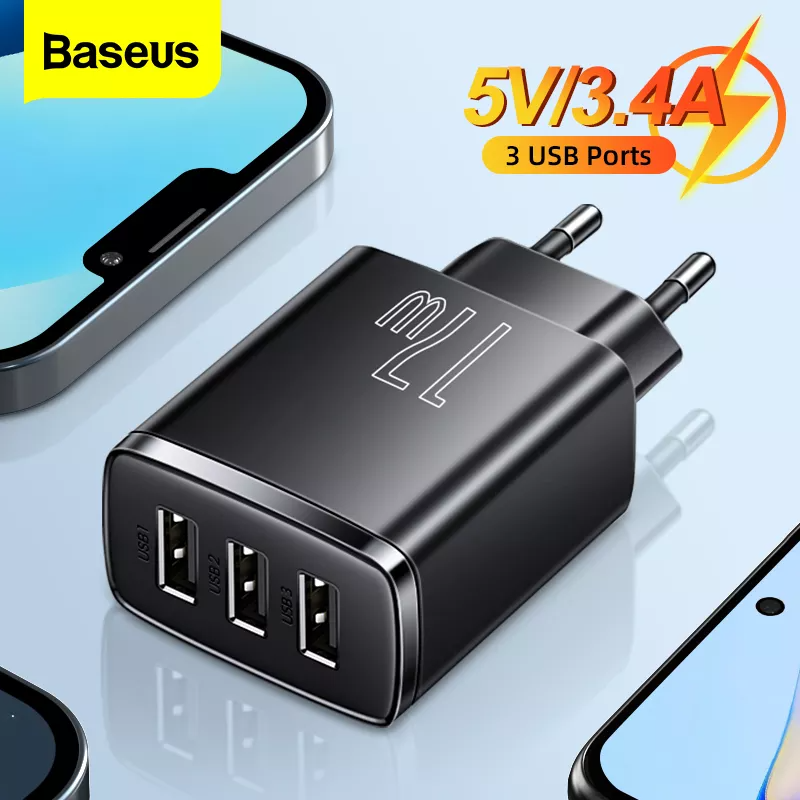 Baseus 17W Compact 3 Port USB Mobile Charger