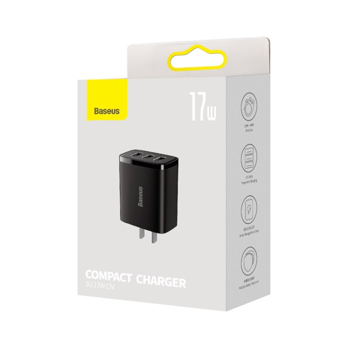 Baseus 17W Compact 3 Port USB Mobile Charger