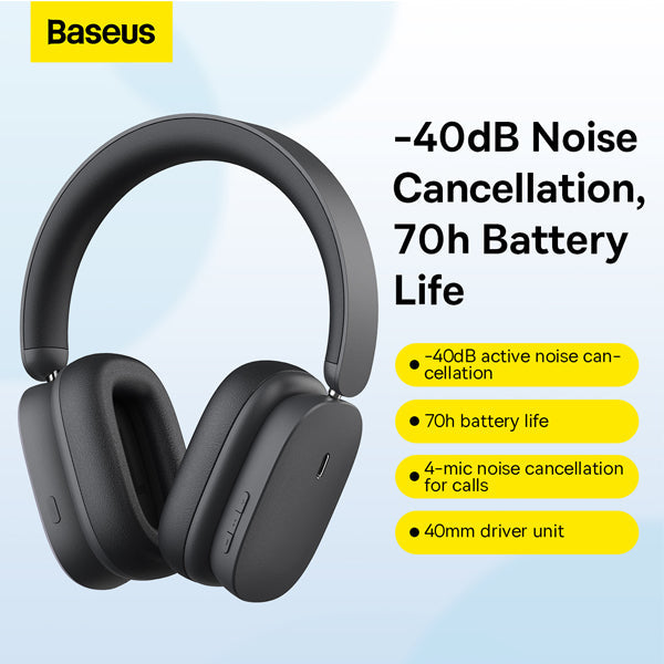 Baseus Bowie H1 Noise Cancelling Wireless Headphones 5.2 ANC Gray